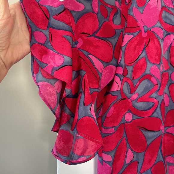 Nic + Zoe Happy Splash Floral Print Top Pink Red Purple XL with MEASUREMENTS! - Picture 4 of 15